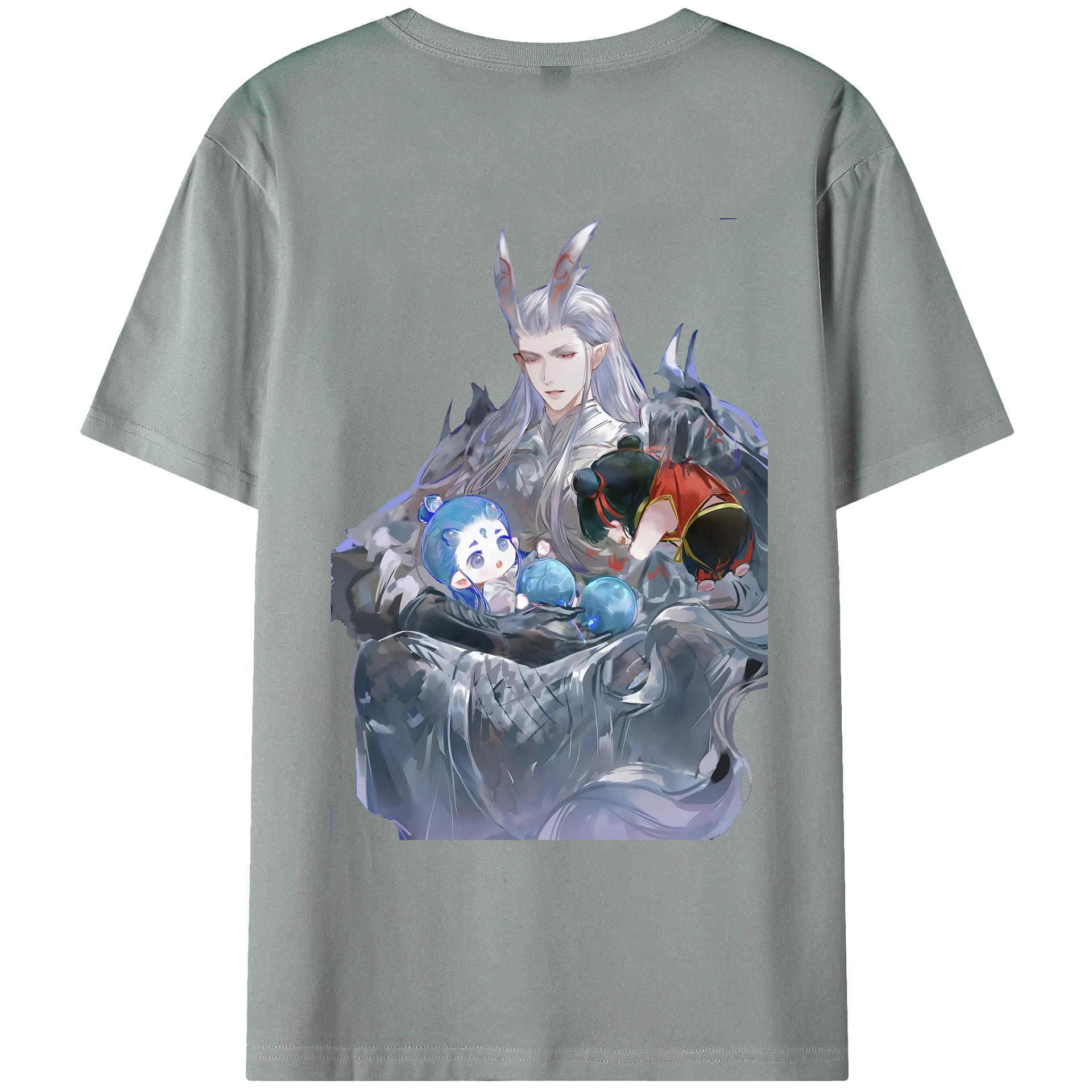 （画像用） Ne Zha 2 ナタ 魔童の大暴れ 綿100％ メンズ半袖Tシャツ（バックプリント） 通気性
